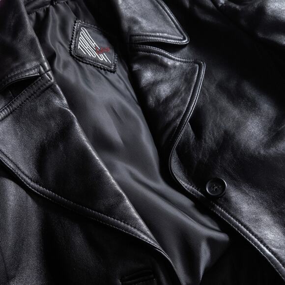 Tibor Leathers Women’s Trench Coat Mob Wife Biker Noir Black Genuine Leather M - Picture 15 of 16